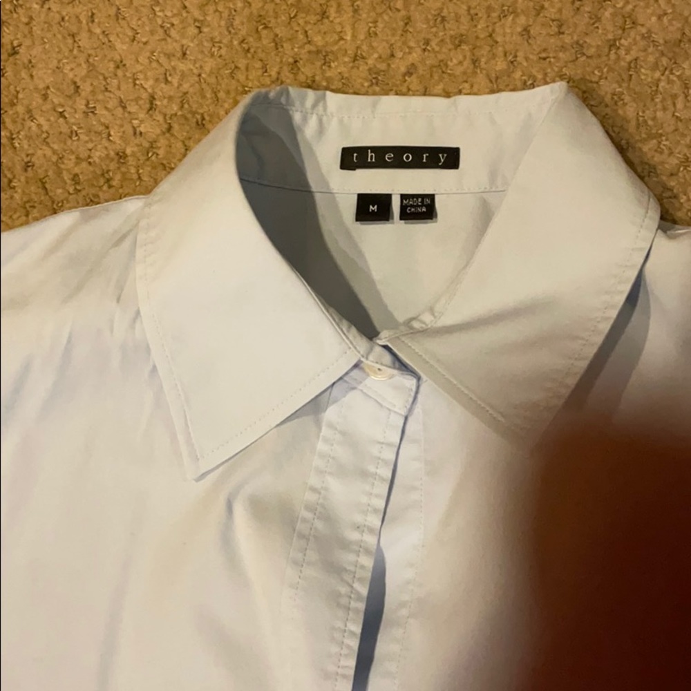 Theory Light blue long sleeve blouse - Picture 3 of 3